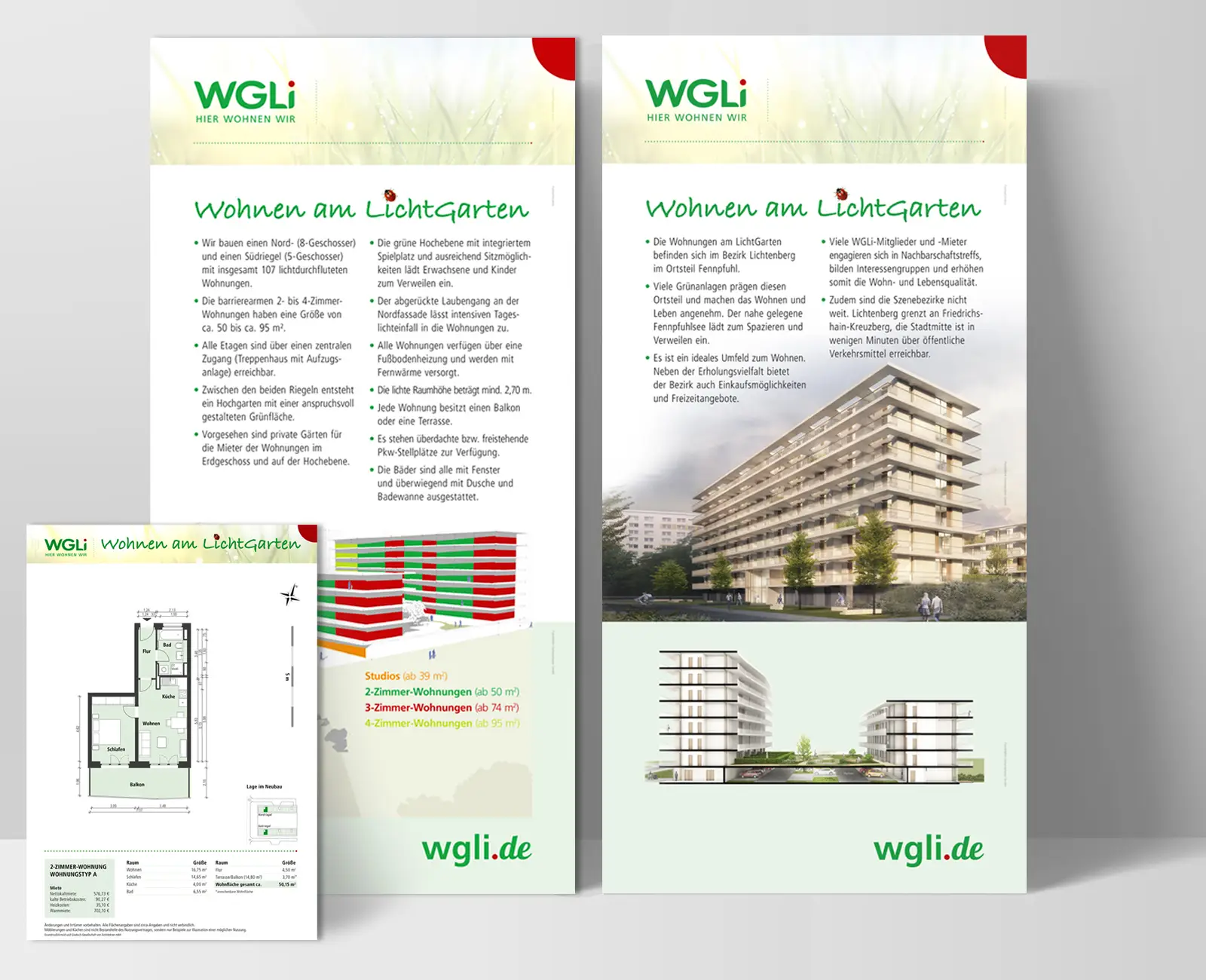 Roll-ups und Grundriss-Flyer "Wohnen am Lichtgarten"